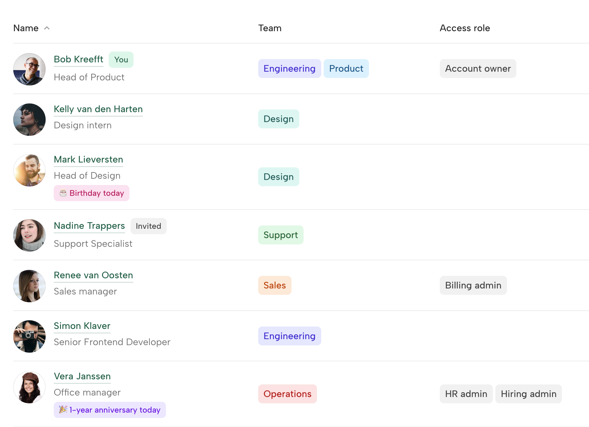 Heartwork employee directory with contracts, documents, and contact details in one place