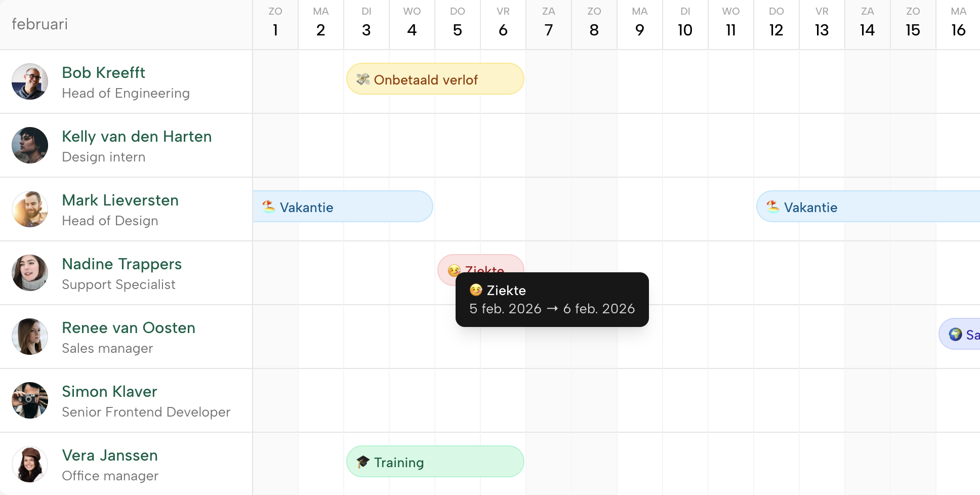 Heartwork time-off calendar showing requests, approvals, and balances